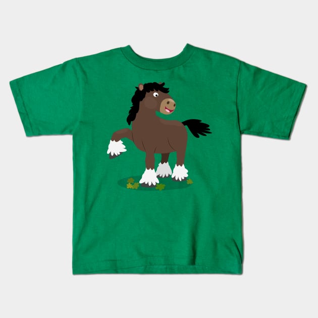 Cute Clydesdale draught horse cartoon illustration Kids T-Shirt by FrogFactory